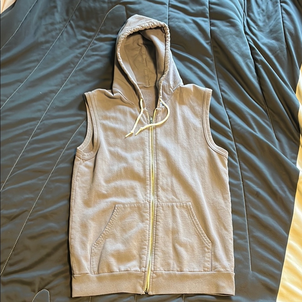 American apparel lavender grey hoodie vest, sz small